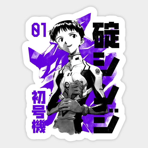 EVA Pilot 01 (black) Sticker by geekingink